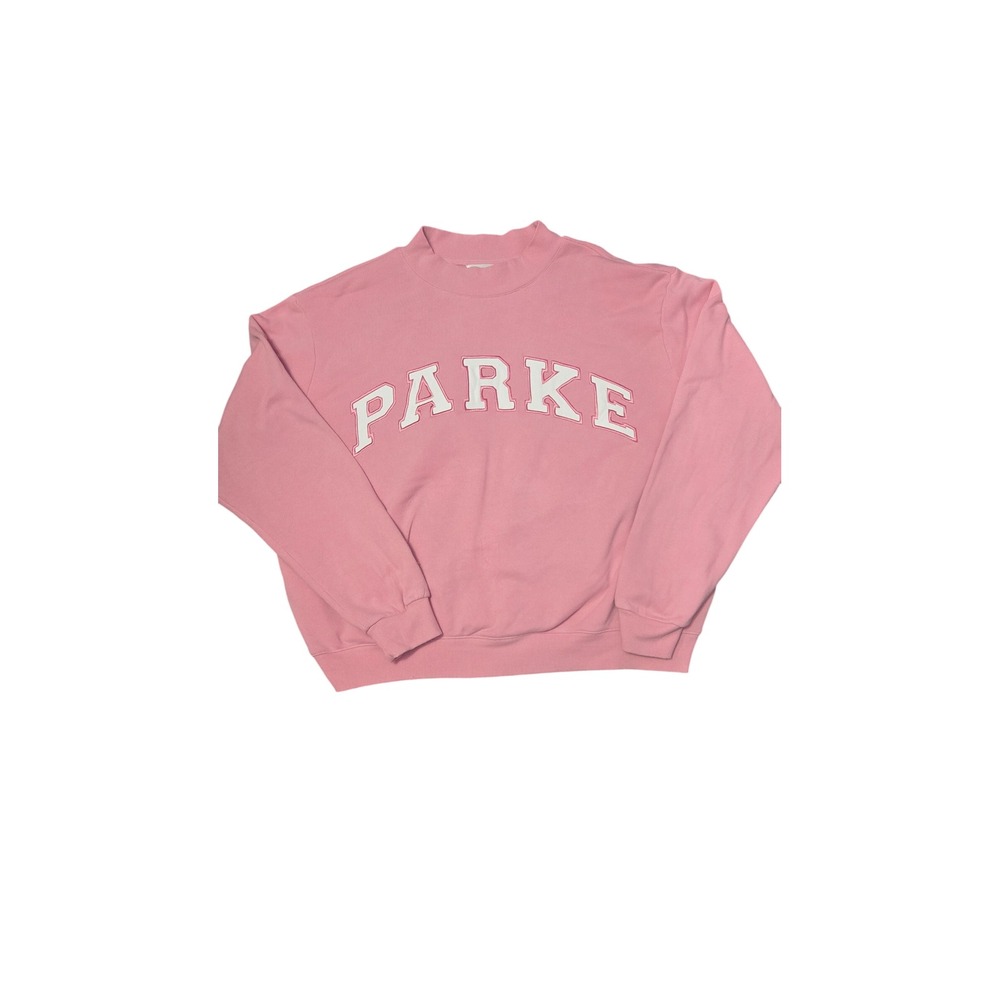 Parke Varsity Mockneck Sweatshirt Womens XXL Pink Conch White Logo